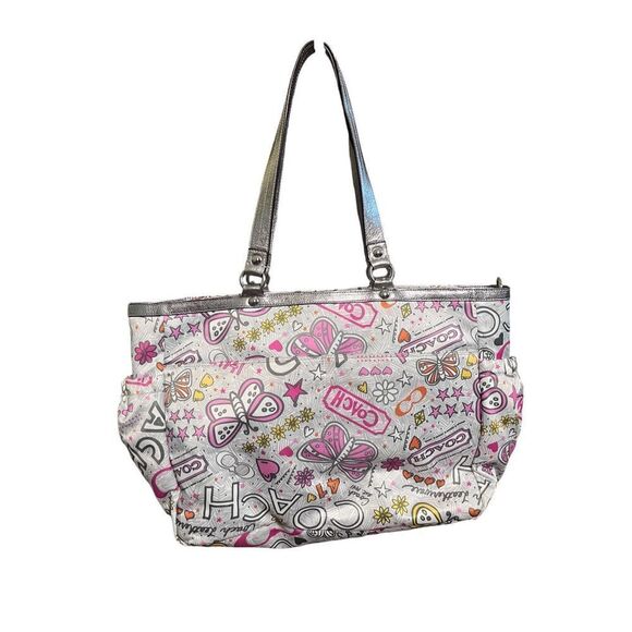 COACH POPPY BANDANA BUTTERFLY XL MULTIFUNCTION TOTE GUC - Picture 2 of 7